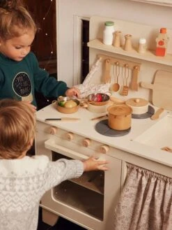 Cuisinette équipée Avec Rideau - En Bois FSC® Multicolore - Vertbaudet -Périphériques Pour Enfants cuisinette equipee avec rideau en bois fsc 5