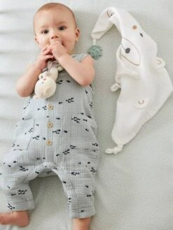 Doudou Carré + Hochet GREEN FOREST Multicolore - Vertbaudet -Périphériques Pour Enfants doudou carre hochet green forest 3