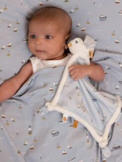 Doudou Carré Mouette - Sailors Bay - LITTLE DUTCH Bleu Grisé - Little Dutch -Périphériques Pour Enfants doudou carre mouette sailors bay little dutch 2