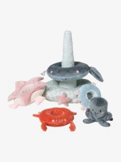 Tour à Empiler En Tissu SOUS L'OCÉAN Gris - Vertbaudet -Périphériques Pour Enfants tour a empiler en tissu sous locean 2